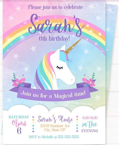 Free Printable Unicorn Invitations Template Paper Trail Design