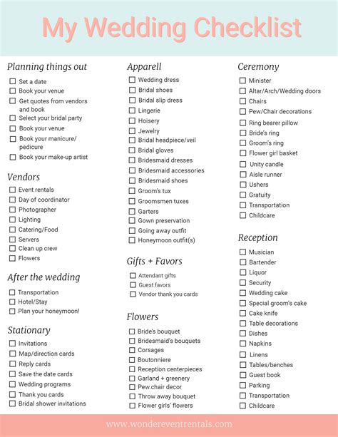 Free Printable Wedding Planning Checklist Real Advice Gal