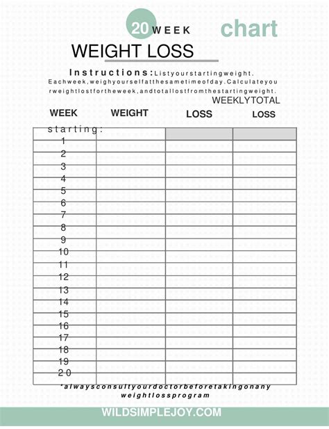 Free Printable Weight Loss Chart Templates Pdf Word Excel Weekly