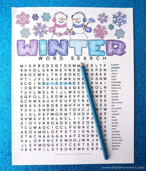 Free Printable Winter Word Search Coloring Page Artsy Fartsy Mama