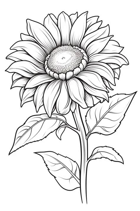 Free Realistic Sunflower Coloring Page Download And Print Now