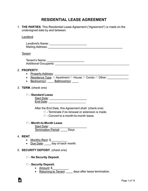 Free Rental Lease Agreement Templates 13 Word Pdf Eforms Free