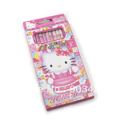 Free Shipping Hello Kitty Cartoon Drawing Pencil Lovely Twelve Colour