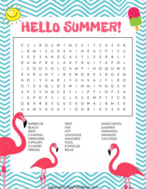 Free Summer Word Search