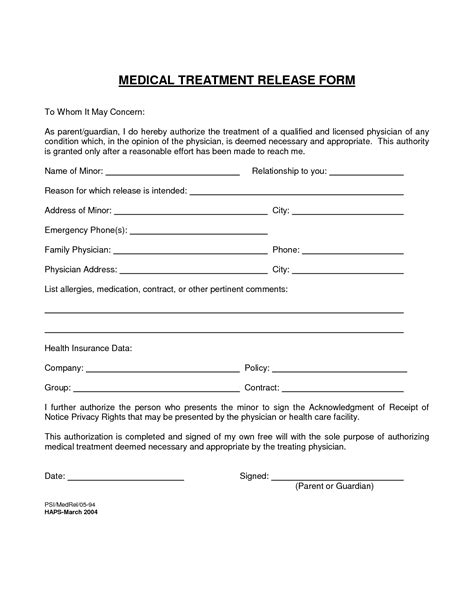 Free To Use Printable Medical Release Form Printable Forms Free Online