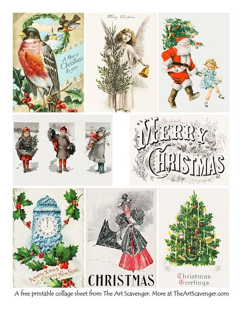 Free Vintage Christmas Ephemera Collage Sheet Printables The Art