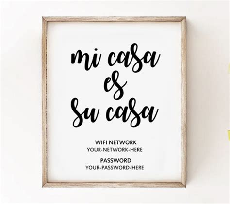 Free Wi Fi Sign Template Mi Casa Guest Room Instant Download Printable Printable Market