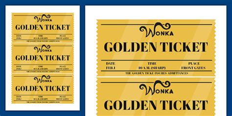 Free Willy Wonka Golden Ticket Template Printable Role Play