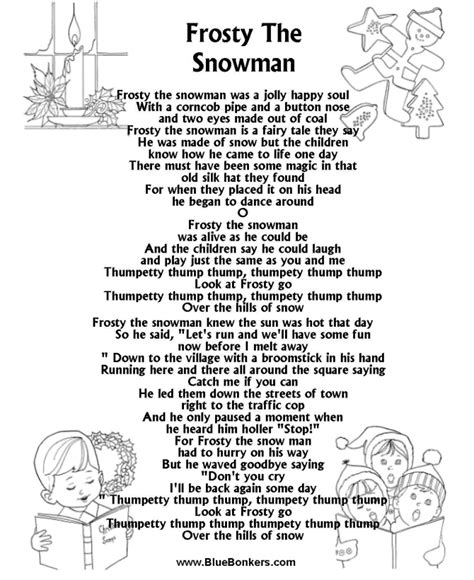 5 Ways to Get Frosty the Snowman Lyrics Printable