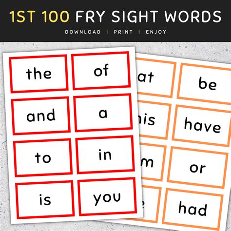 Fry Sight Words Flash Cards Fry Amp 39 S First 100 Sight Words 1 100 Made By Teachers