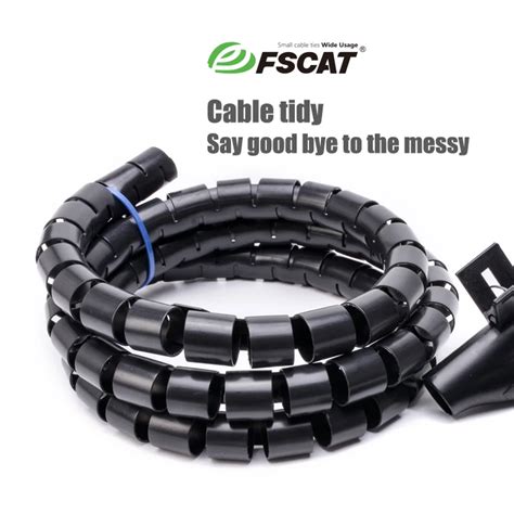 Fscat Spiral Wrapping Band Cable Tidy Sleeves Wire Organizer Cable Protector Flexible Smart