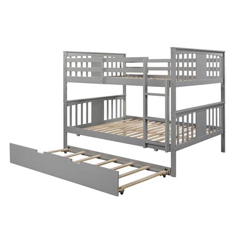 Full Over Full Bunk Bed With Twin Size Trundle And Ladder Maximize