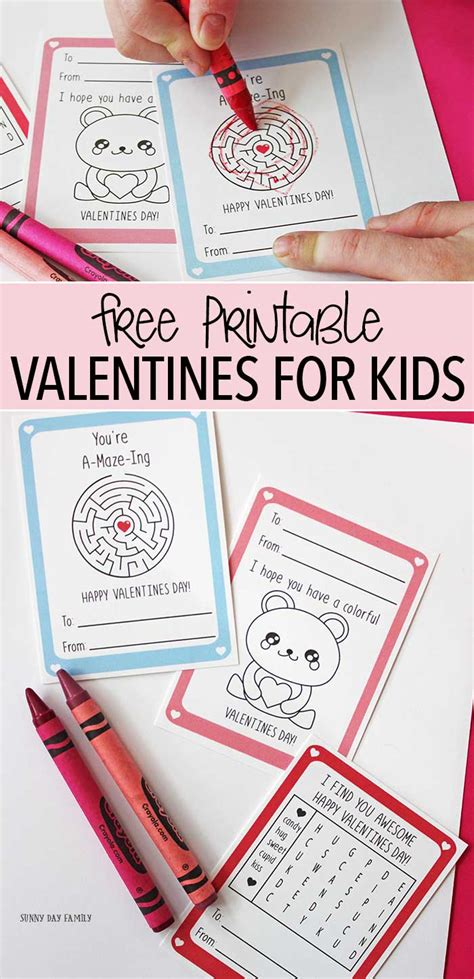 Fun Free Printable Valentine Cards For Kids With Activities Sunny Day Family