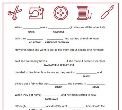 Fun Sewing Themed Mad Libs Printable Favecrafts Com