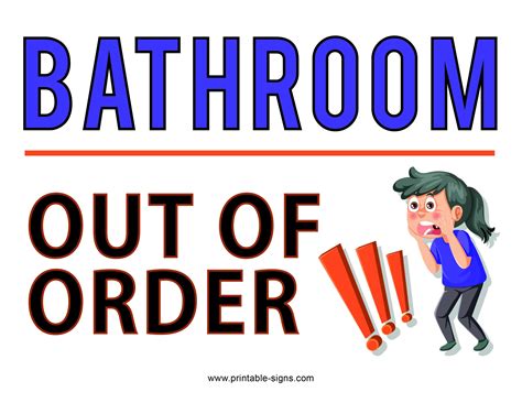 Funny Bathroom Sign Out Of Order Printable