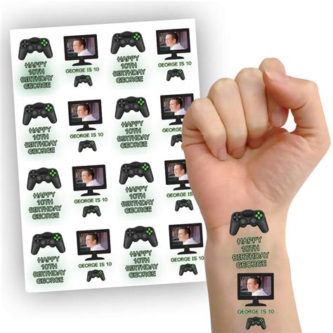 Gamer Personalised Temporary Tattoos Party Packs