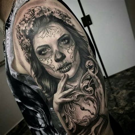 10 Gangster La Catrina Tattoo Designs