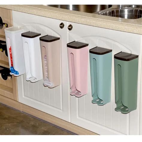 Garbage Bag Dispenser Recycle Bag Storage Box Wall Mount Hanging Garbage Holder Kitchen Bins