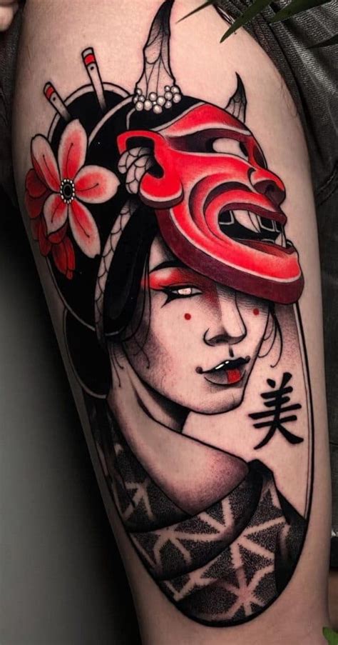 Geisha Hannya Mask Tattoo Design