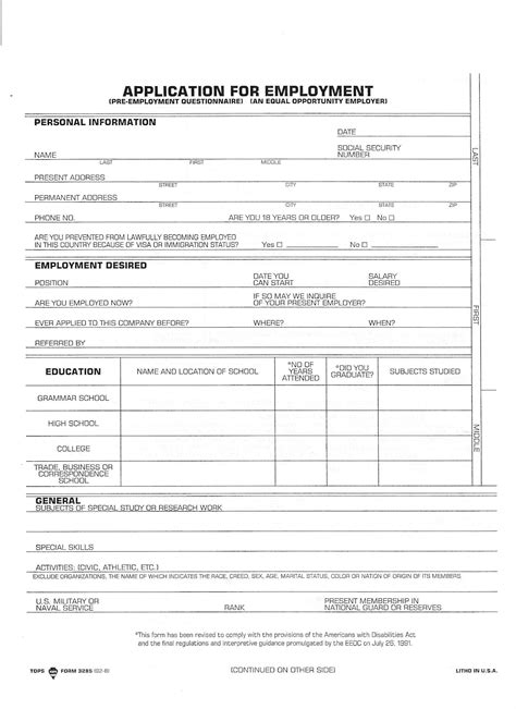 8 Free General Employment Application Printables