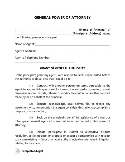 General Power Of Attorney Template