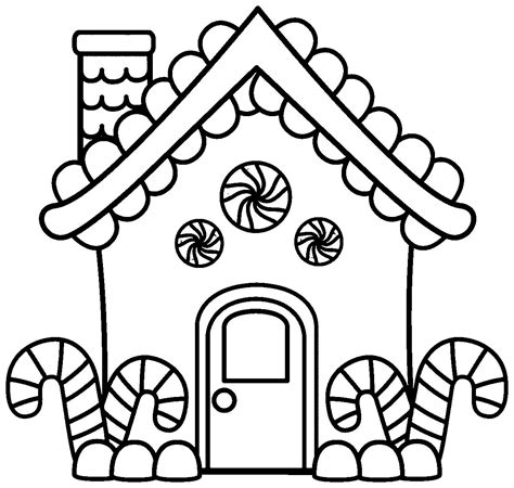 Free Gingerbread House Coloring Sheets Printables for Kids