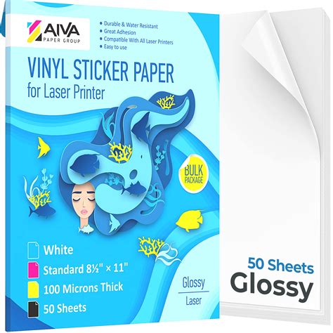 Glossy Printable Vinyl Sticker Paper 100 Sheets Waterproof 8 5 X 11