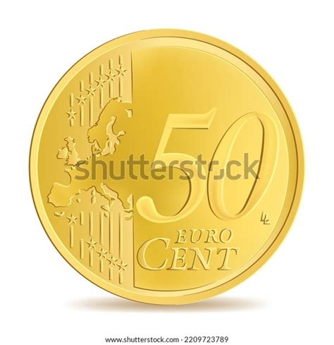 Golden Fifty Euro Cent Coin Isolated Stock Vector Royalty Free