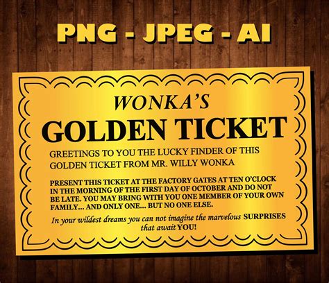 Golden Ticket Template Willy Wonka