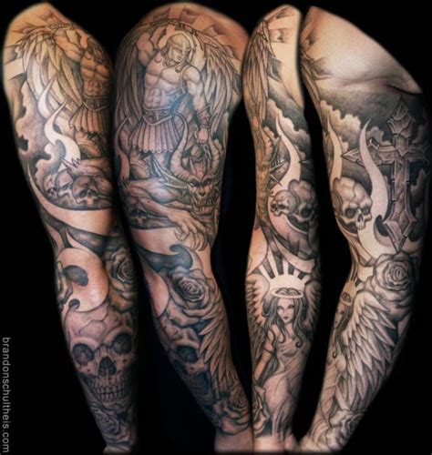 Good Vs Evil Tattoos Sleeves