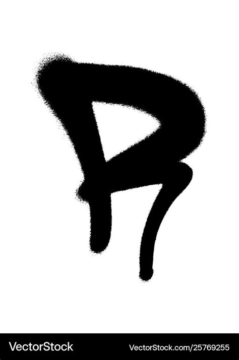 Graffiti Style Letter R With A Spray In Black Over