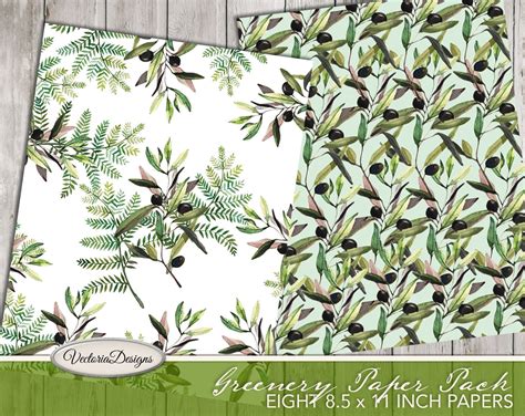 Greenery Paper Pack 8 5 X 11 Inch Paper Printable Scrapbooking Paper