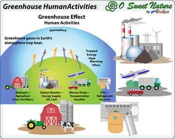 Greenhouse Effect Of Human Activities Science Diagram And Clipart