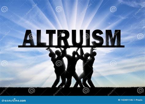 Group Of Altruistic People Hold The Word Altruism Over Them Stock Photo