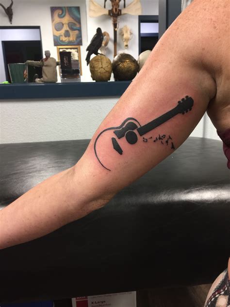 Guitar Memorial Tattoo Anchored Ink Mike Long Memorial Tattoos