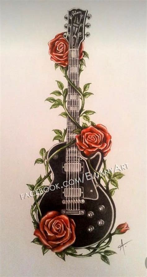 Guitar Skull Rose Music Forever By Iamdmitry Music Guitar Tattoo Music Tattoo Designs Guitar