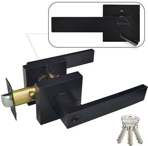 Hade Lion 1Pack Entry Square Door Handles Easy To Install Matte Black