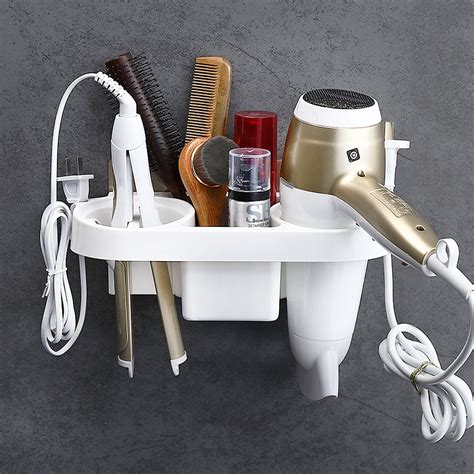 Hair Dryer Holder Organizer Rack Wall Mounted Hair Straightener Stand