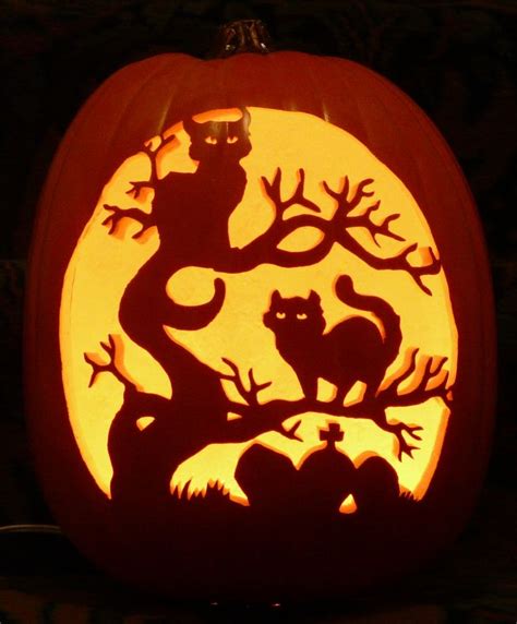 Halloween Cats In Tree Pattern By Stoneykins Com I Carved On A Foam