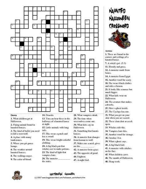 Halloween Crossword Free Printable Paringin St2