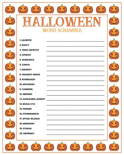 Halloween Printable Activities For Adults