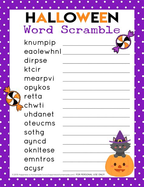 Halloween Word Scramble