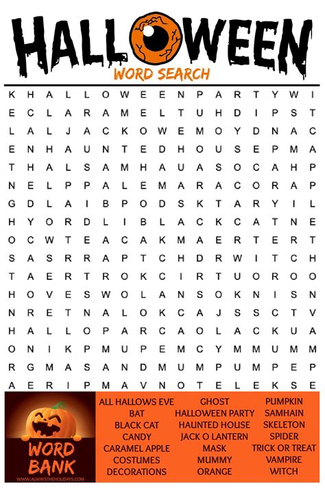 Halloween Word Search Online