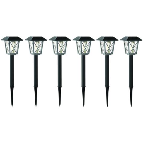 Hampton Bay 16 Lumen Black Solar Led Pathway Lights 6 Pack The Home