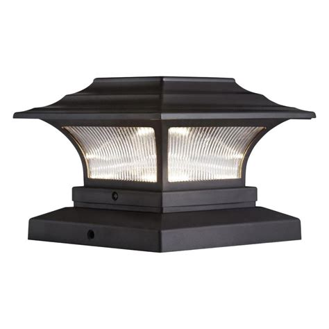 Hampton Bay Solar 4 In X 4 In Bronze Outdoor Integrated Led Deck Post