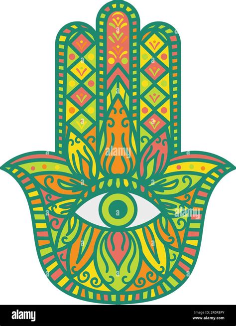 Hamsa Fatima Hand Tradition Talisman Colored Sign Stock Illustration