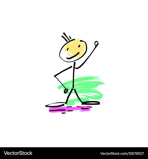 Hand Drawing Sketch Doodle Human Stick Figure Vector Image