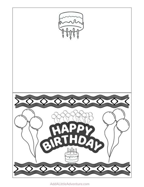 Happy Birthday Card Printable Coloring Foldable Printable Templates Free