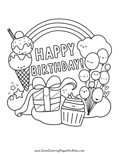 Happy Birthday Coloring Page For Kids