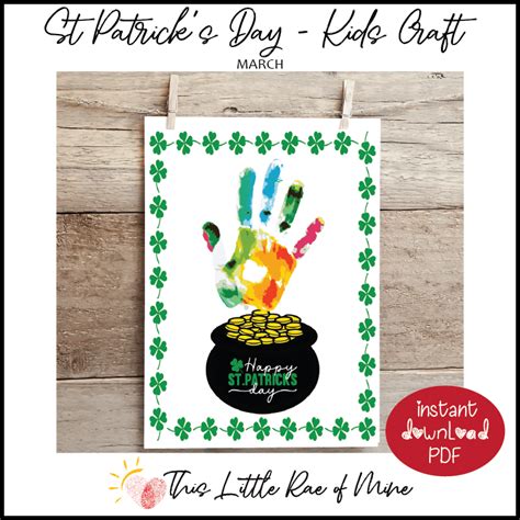 Happy St Patrick S Day Pot Of Gold Rainbow Printable Handprint Art Diy Kid Craft Made By Teachers